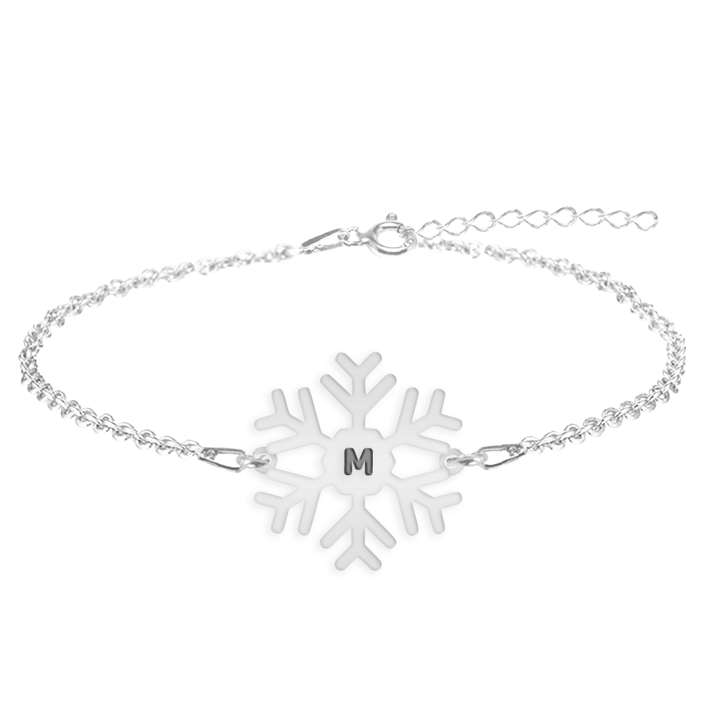 Little Snowflake - Bratara personalizata fulg si litera din argint 925